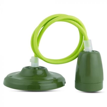 Strømkabel 1xE27/60W/230V grøn/porcelæn