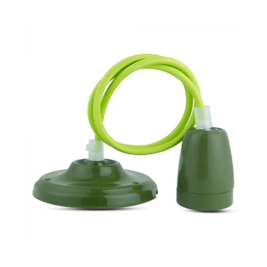 Strømkabel 1xE27/60W/230V grøn/porcelæn