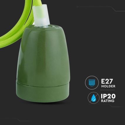Strømkabel 1xE27/60W/230V grøn/porcelæn