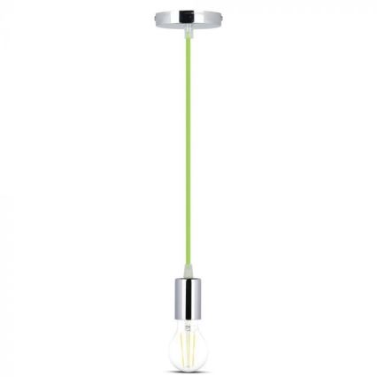Strømkabel 1xE27/60W/230V grøn/skinnende krom