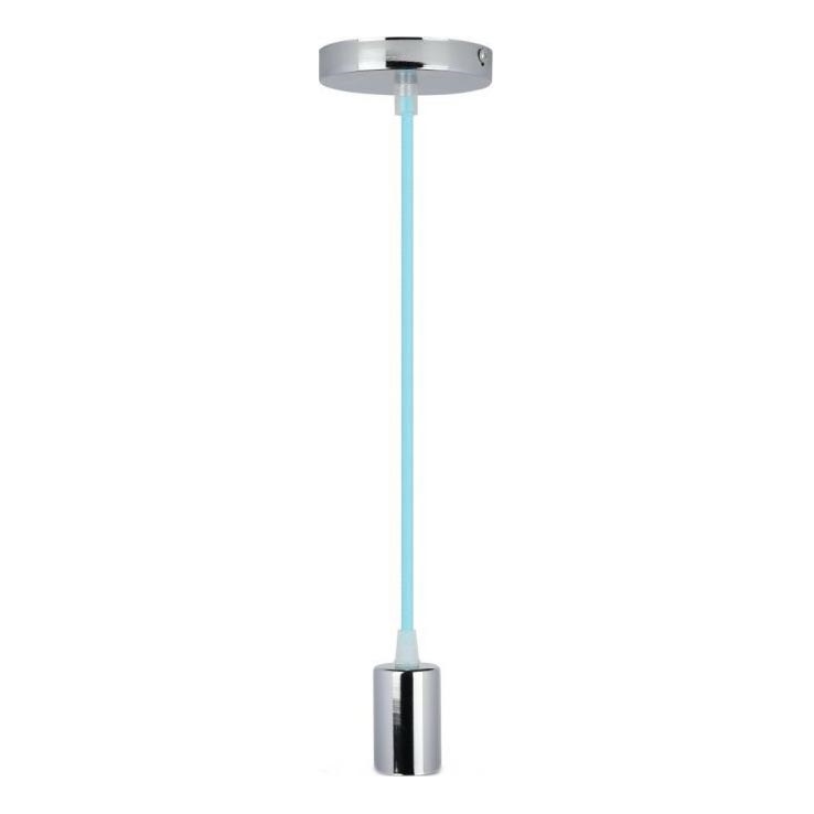 Strømkabel 1xE27/60W/230V lyseblå/skinnende krom