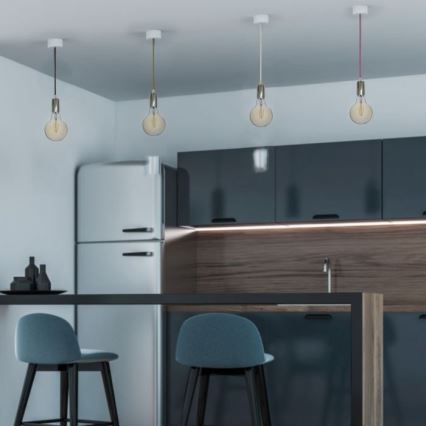 Strømkabel 1xE27/60W/230V lyseblå/skinnende krom