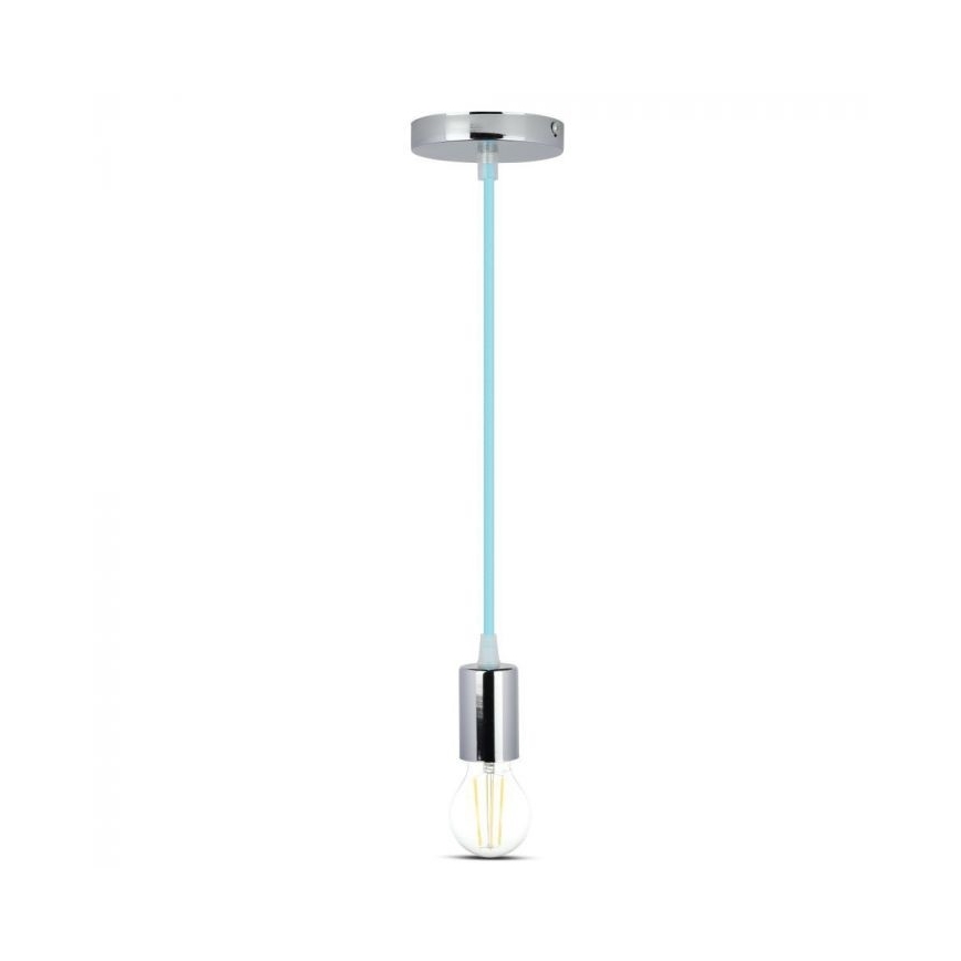 Strømkabel 1xE27/60W/230V lyseblå/skinnende krom