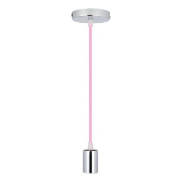 Strømkabel 1xE27/60W/230V lyserød/skinnende krom