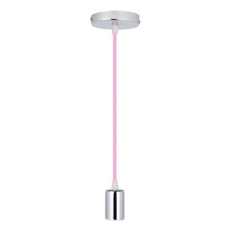 Strømkabel 1xE27/60W/230V lyserød/skinnende krom
