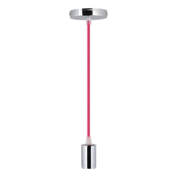 Strømkabel 1xE27/60W/230V mørk lyserød/skinnende krom