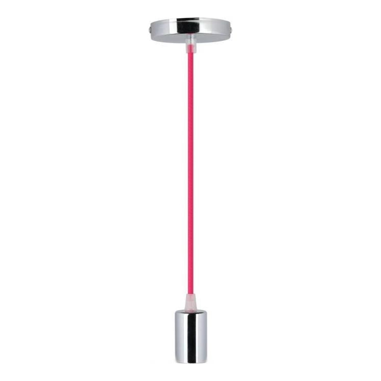 Strømkabel 1xE27/60W/230V mørk lyserød/skinnende krom