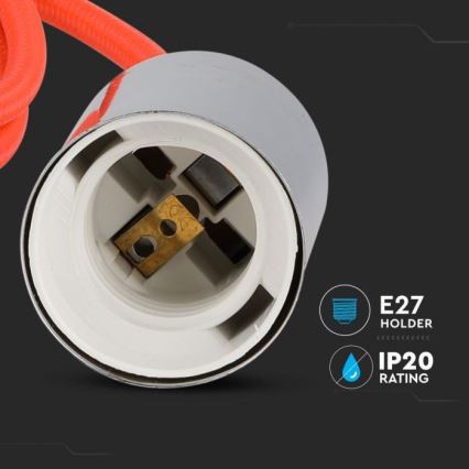 Strømkabel 1xE27/60W/230V orange/skinnende krom