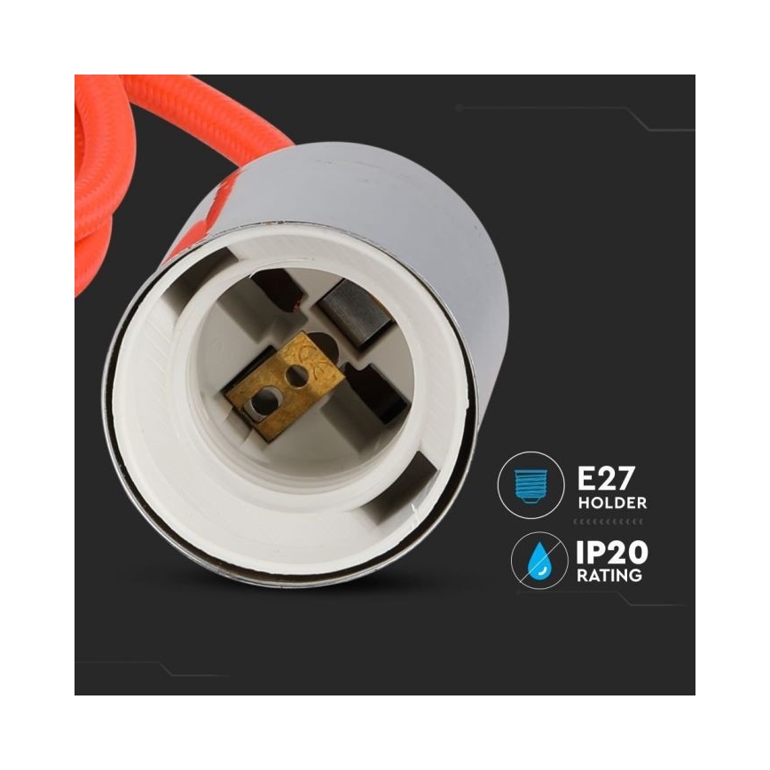 Strømkabel 1xE27/60W/230V orange/skinnende krom