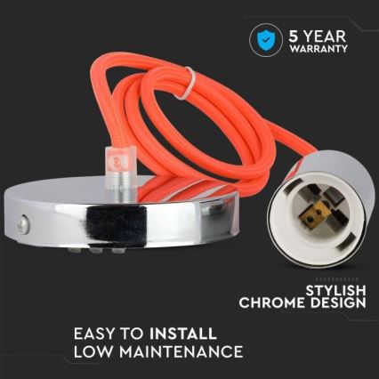 Strømkabel 1xE27/60W/230V orange/skinnende krom