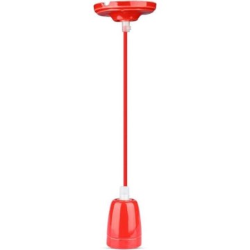 Strømkabel 1xE27/60W/230V rød/porcelæn