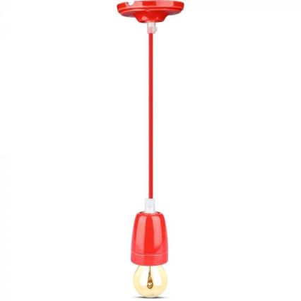 Strømkabel 1xE27/60W/230V rød/porcelæn