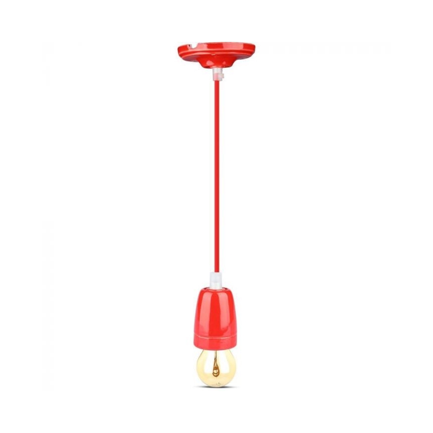 Strømkabel 1xE27/60W/230V rød/porcelæn