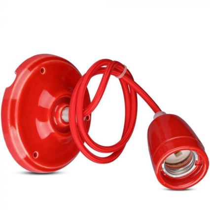 Strømkabel 1xE27/60W/230V rød/porcelæn