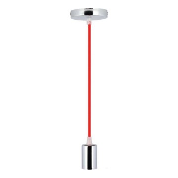 Strømkabel 1xE27/60W/230V rød/skinnende krom