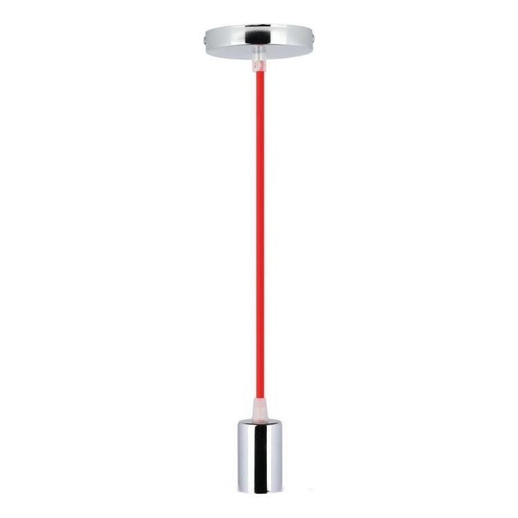 Strømkabel 1xE27/60W/230V rød/skinnende krom