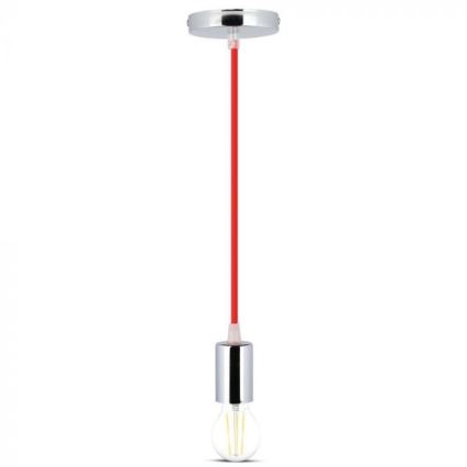 Strømkabel 1xE27/60W/230V rød/skinnende krom