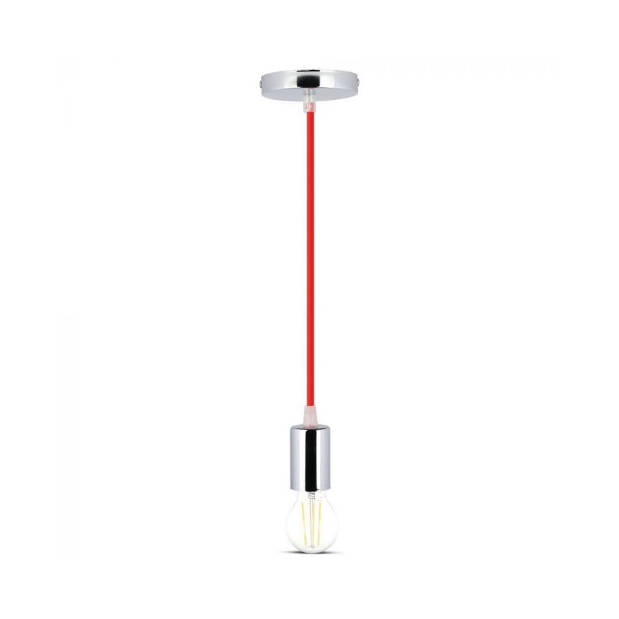 Strømkabel 1xE27/60W/230V rød/skinnende krom