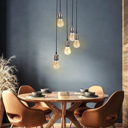 Strømkabel 5xE27/60W/230V bronze