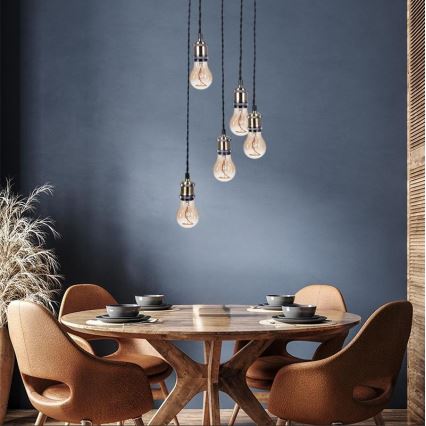 Strømkabel 5xE27/60W/230V bronze