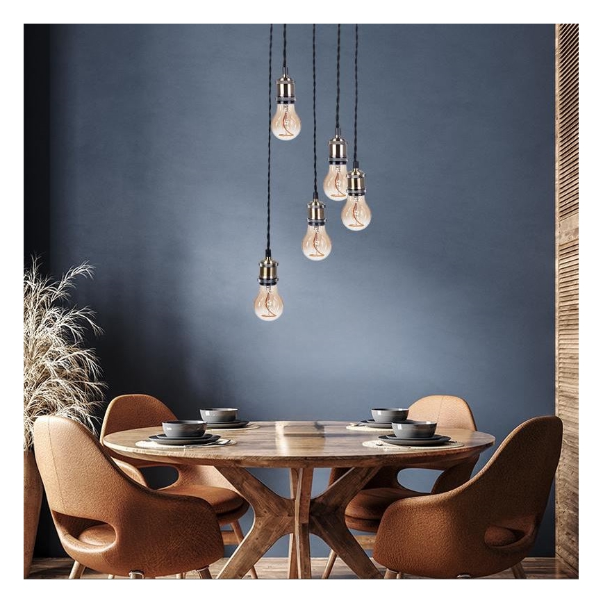 Strømkabel 5xE27/60W/230V bronze