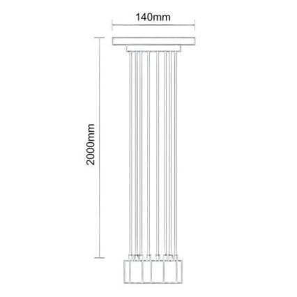 Strømkabel 6xE27/60W/230V edderkop sort