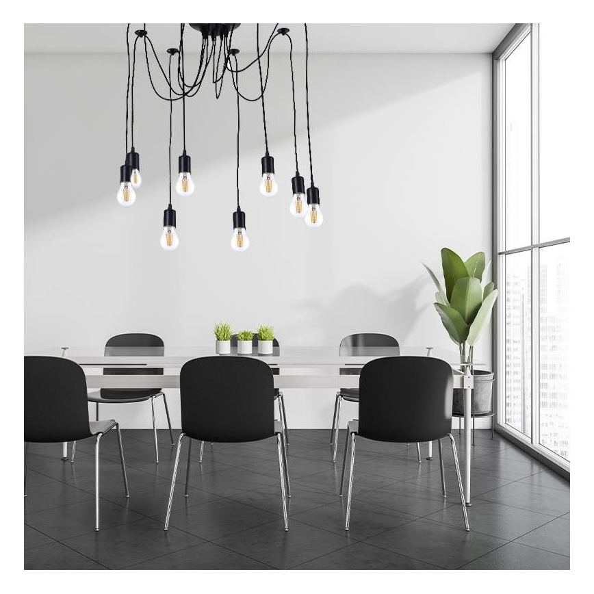 Strømkabel 8xE27/60W/230V edderkop sort