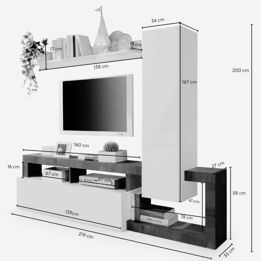 Stuevæg LENOR hvid/eg