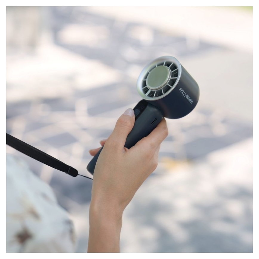 Stylies - Genopladelig håndholdt ventilator LACERTI 8W/5V 3000 mAh blå