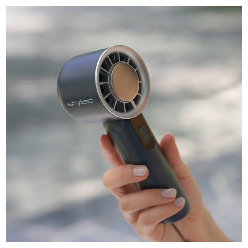 Stylies - Genopladelig håndholdt ventilator LACERTI 8W/5V 3000 mAh blå