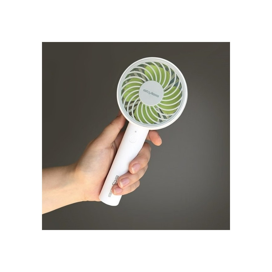Stylies - Genopladelig håndventilator LACERTA 4W/5V 2500 mAh hvid