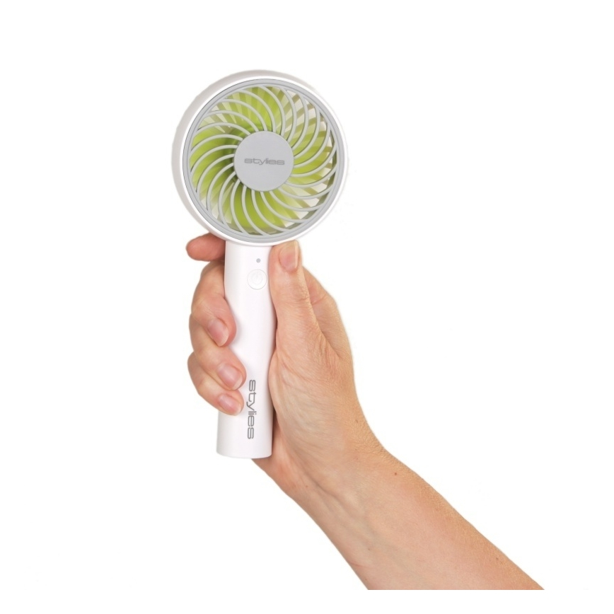 Stylies - Genopladelig håndventilator LACERTA 4W/5V 2500 mAh hvid