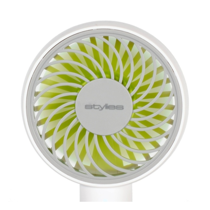 Stylies - Genopladelig håndventilator LACERTA 4W/5V 2500 mAh hvid