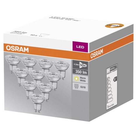 SÆT 10x LED pære GU10/4,3W/230V 2700K - Osram