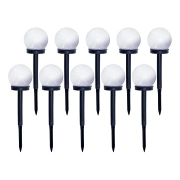 SÆT 10x LED solcellelampe LED/0,12W/1,2V 6500K IP44 40 mAh sort/hvid