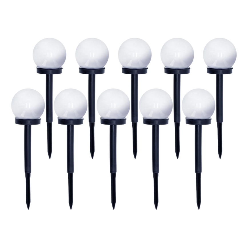SÆT 10x LED solcellelampe LED/0,12W/1,2V 6500K IP44 40 mAh sort/hvid