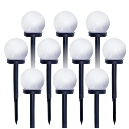 SÆT 10x LED solcellelampe LED/0,12W/1,2V 6500K IP44 40 mAh sort/hvid