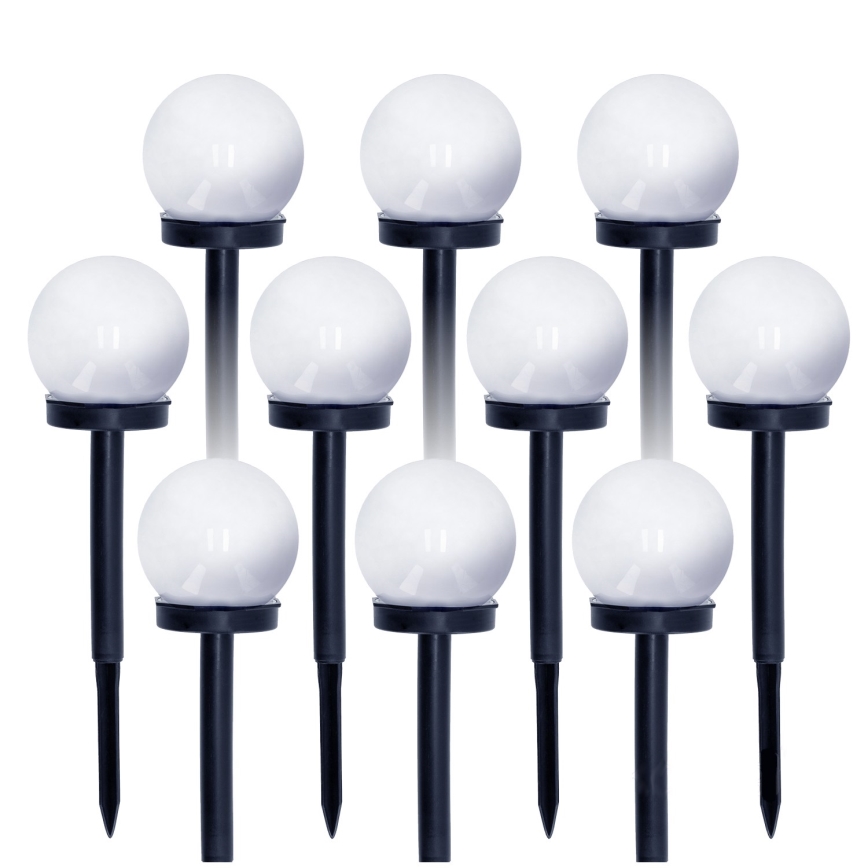 SÆT 10x LED solcellelampe LED/0,12W/1,2V 6500K IP44 40 mAh sort/hvid