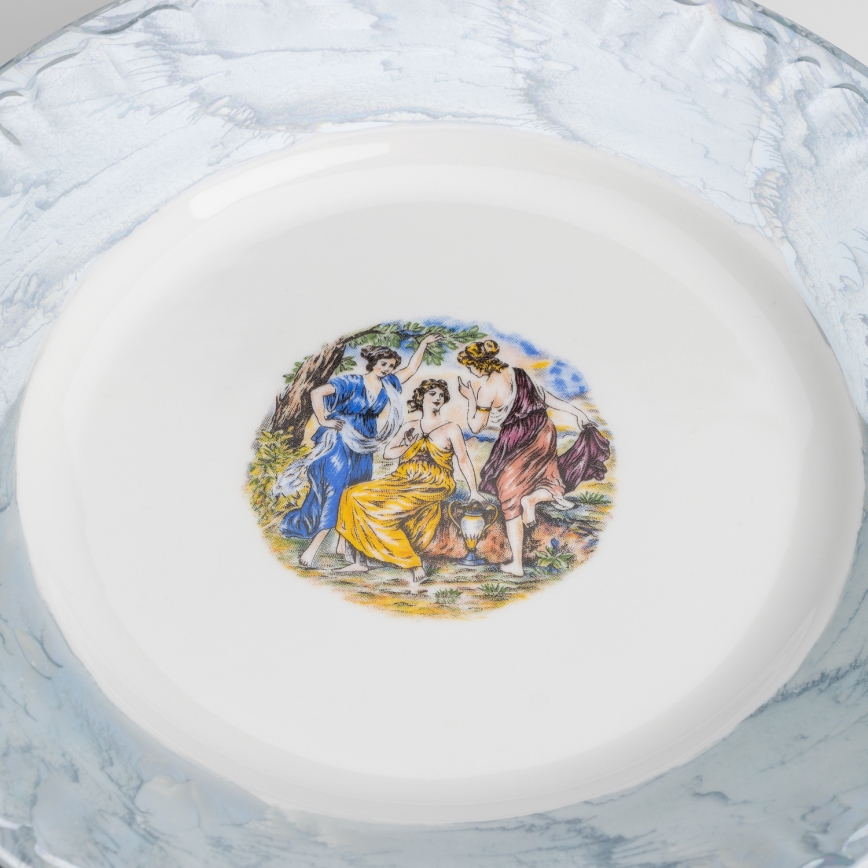 Sæt 18x porcelænstallerken marmor blå