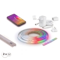 Sæt 1x dæmpbar LED RGBW-lysstrimmel Philips Hue WHITE AND COLOR AMBIANCE LED/20W/230V 2 m + 2x indbygningsprofil 1 m sølv/hvid