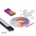 SÆT 1x dæmpbar LED RGBW-strip Philips Hue WHITE AND COLOR AMBIANCE LED/20W/230V 2 m + 2x indbygningsprofil 1 m sort/hvid