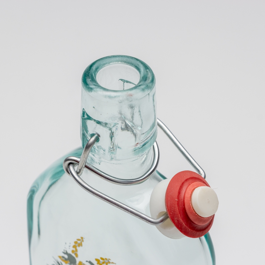 Sæt 1x glasflaske og 2x shotglas transparent med haremotiv