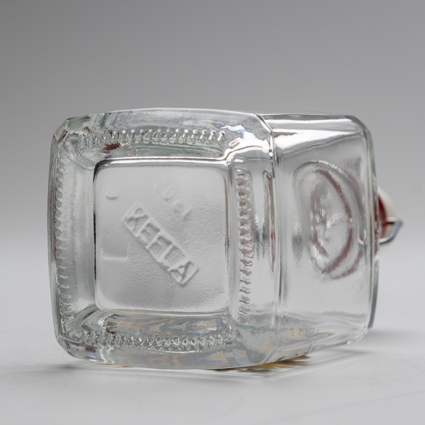 Sæt 1x glasflaske og 2x shotglas transparent med vildsvinemotiv