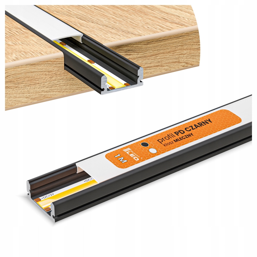 Sæt 1x RGBW LED-strip, dæmpbar, NEO LITE MUSIC LED/24W/230V, 5 m, IP65, Wi‑Fi Tuya + 5x indbygningsprofil 1 m, sort/hvid + fjernbetjening