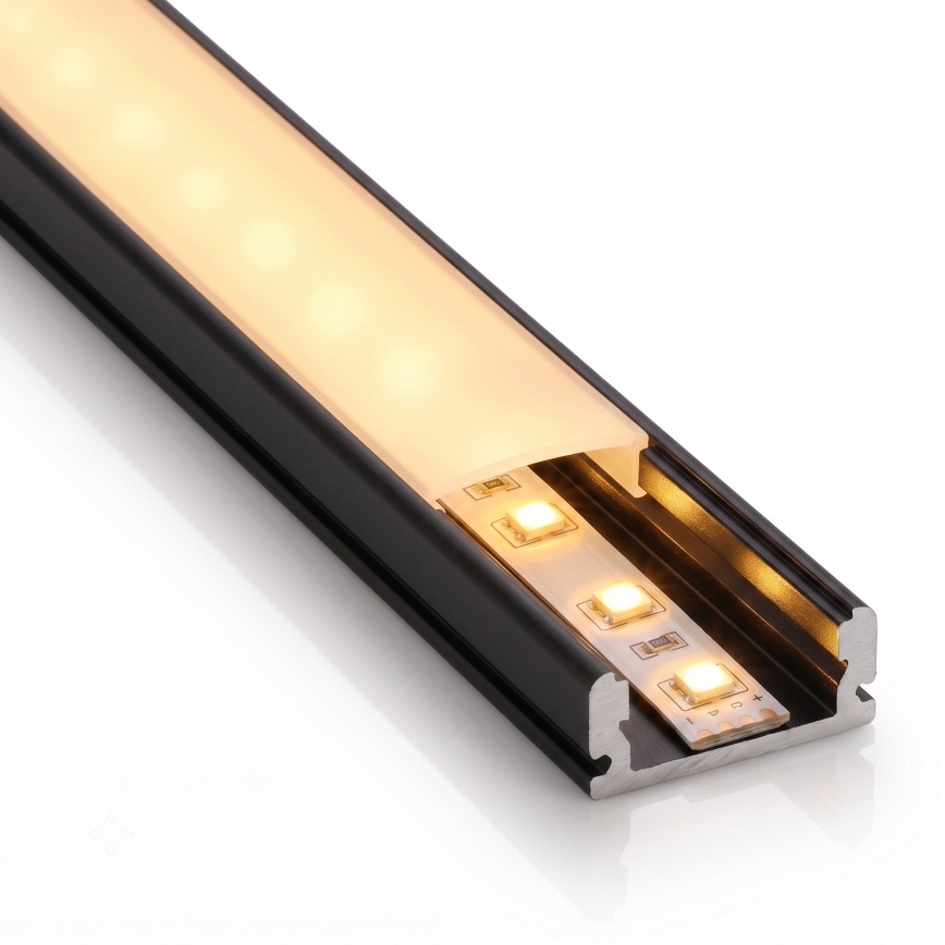 Sæt 1x LED-strip MYLIVING LIGHTSTRIP LED/22W/230V 5 m + 5x indbygningsprofil 1 m sort/hvid