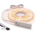 SÆT 1x LED-strip med bevægelsessensor FLEX LED/3,6W/4xAA 2 m + 2x indbygningsprofil 1 m sort/hvid