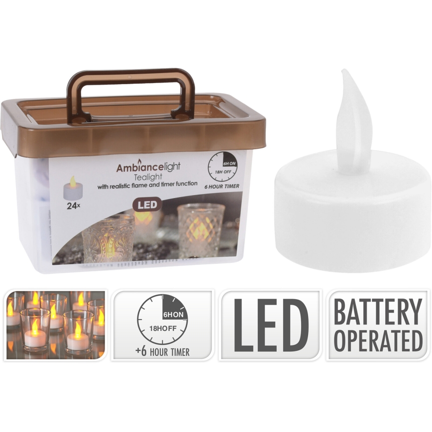 Sæt 24x LED julelys LED/1xCR2032 3,8 cm varm hvid
