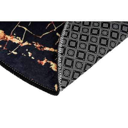 SÆT MED 2 stk. Badeværelsesmåtte GOLDES 60/100 cm sort/guld