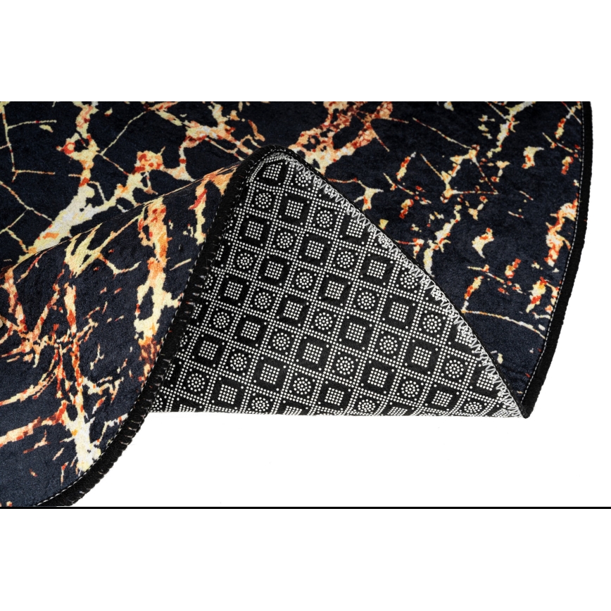 SÆT MED 2 stk. Badeværelsesmåtte GOLDES 60/100 cm sort/guld