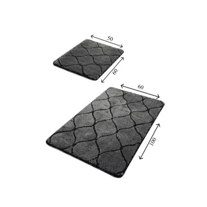 SÆT 2x Badeværelsesmåtte INFINITY 60/100 cm antracit